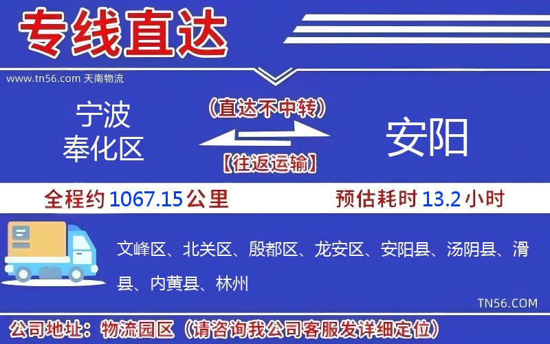 宁波奉化区到安阳物流公司 宁波奉化区到安阳物流公司