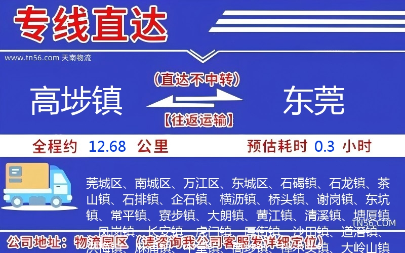 高埗镇到东莞物流公司 高埗镇到东莞物流公司