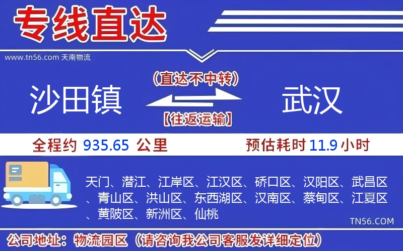 沙田镇到武汉物流公司 沙田镇到武汉物流公司