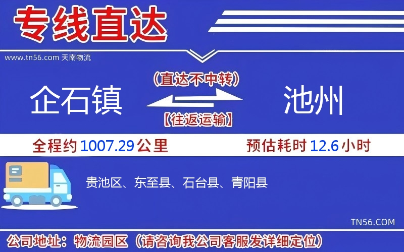 企石镇到池州物流公司