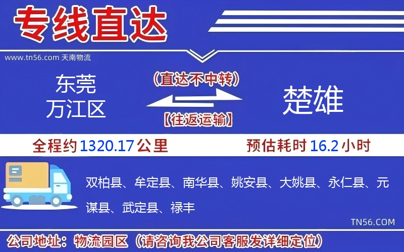 东莞万江区到楚雄物流公司 东莞万江区到楚雄物流公司