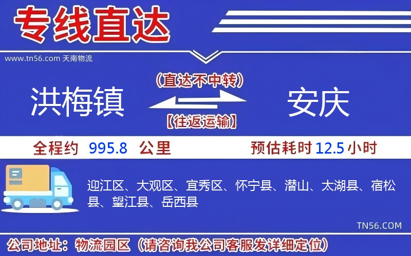 洪梅镇到安庆物流公司 洪梅镇到安庆物流公司