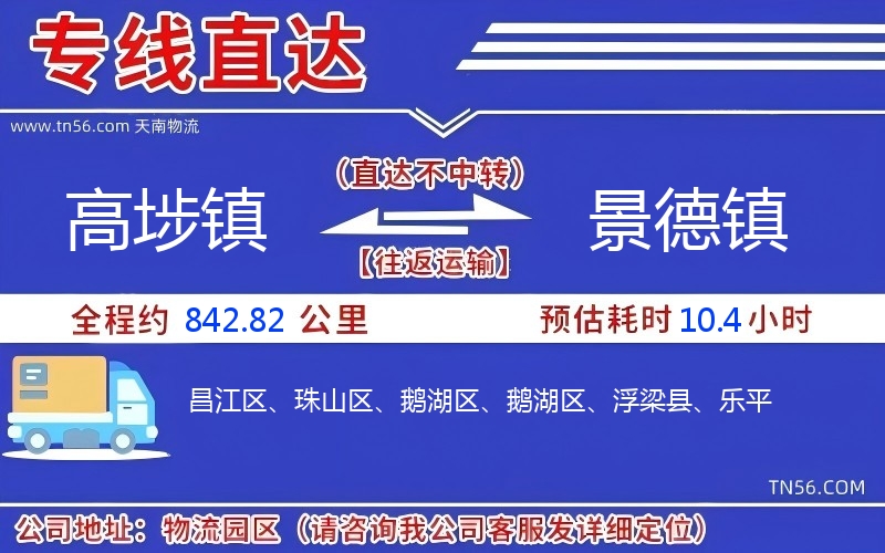 高埗镇到景德镇物流公司 高埗镇到景德镇物流公司
