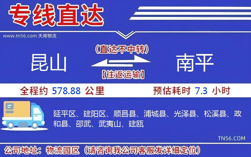 昆山到南平物流公司 昆山到南平物流公司