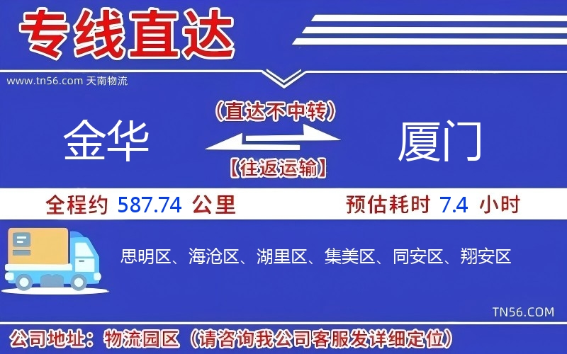 金华到厦门物流公司 金华到厦门物流公司